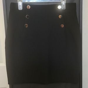 H&M black stretch short skirt with gold button detail